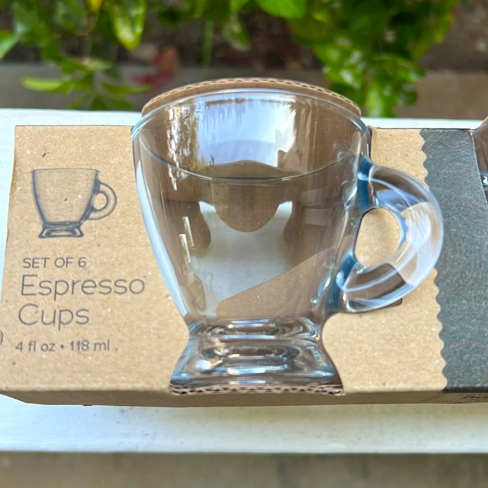 Maison Cafe Set of 6 Clear Glass Espresso Cups